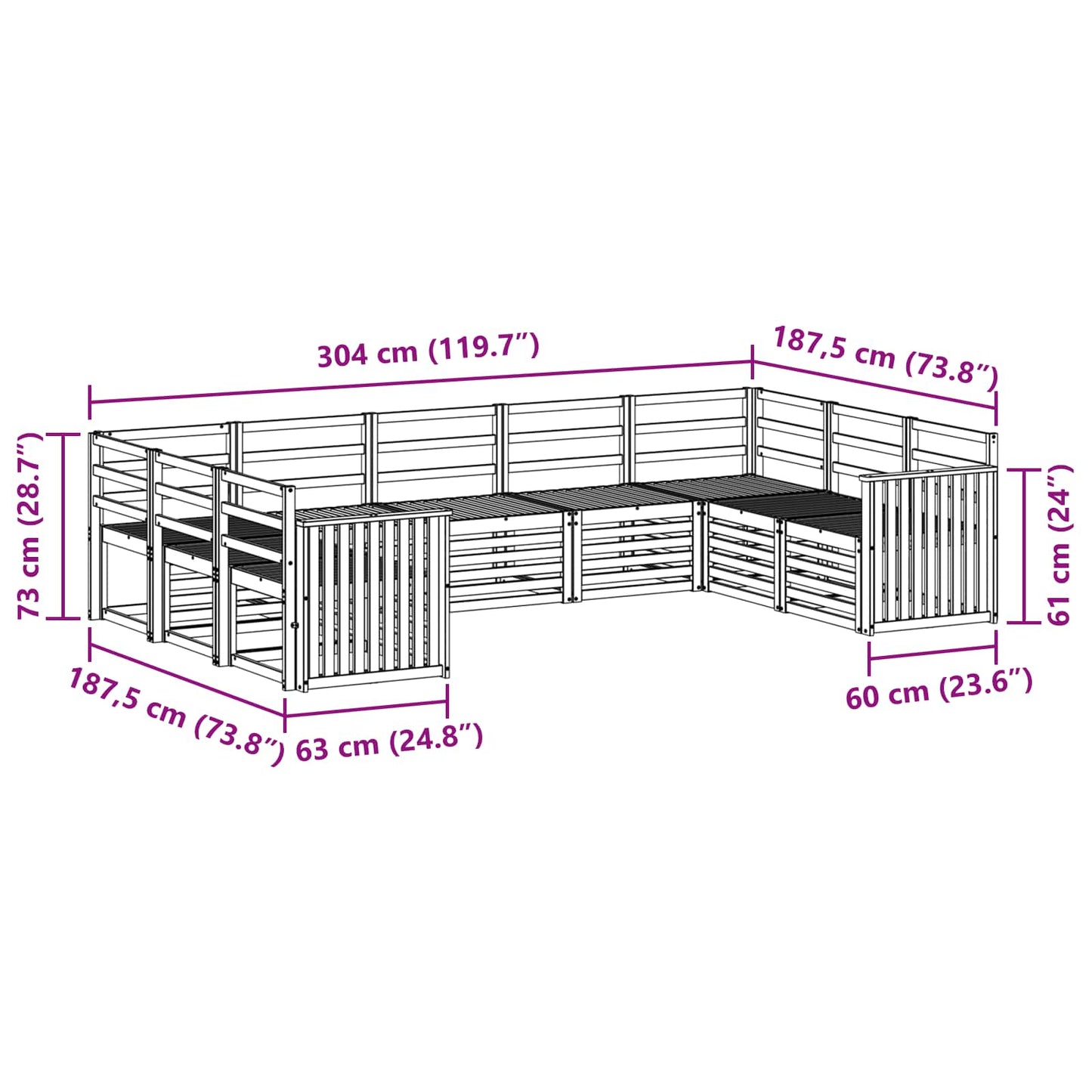 vidaXL Sofa Sets Solid Acacia Wood