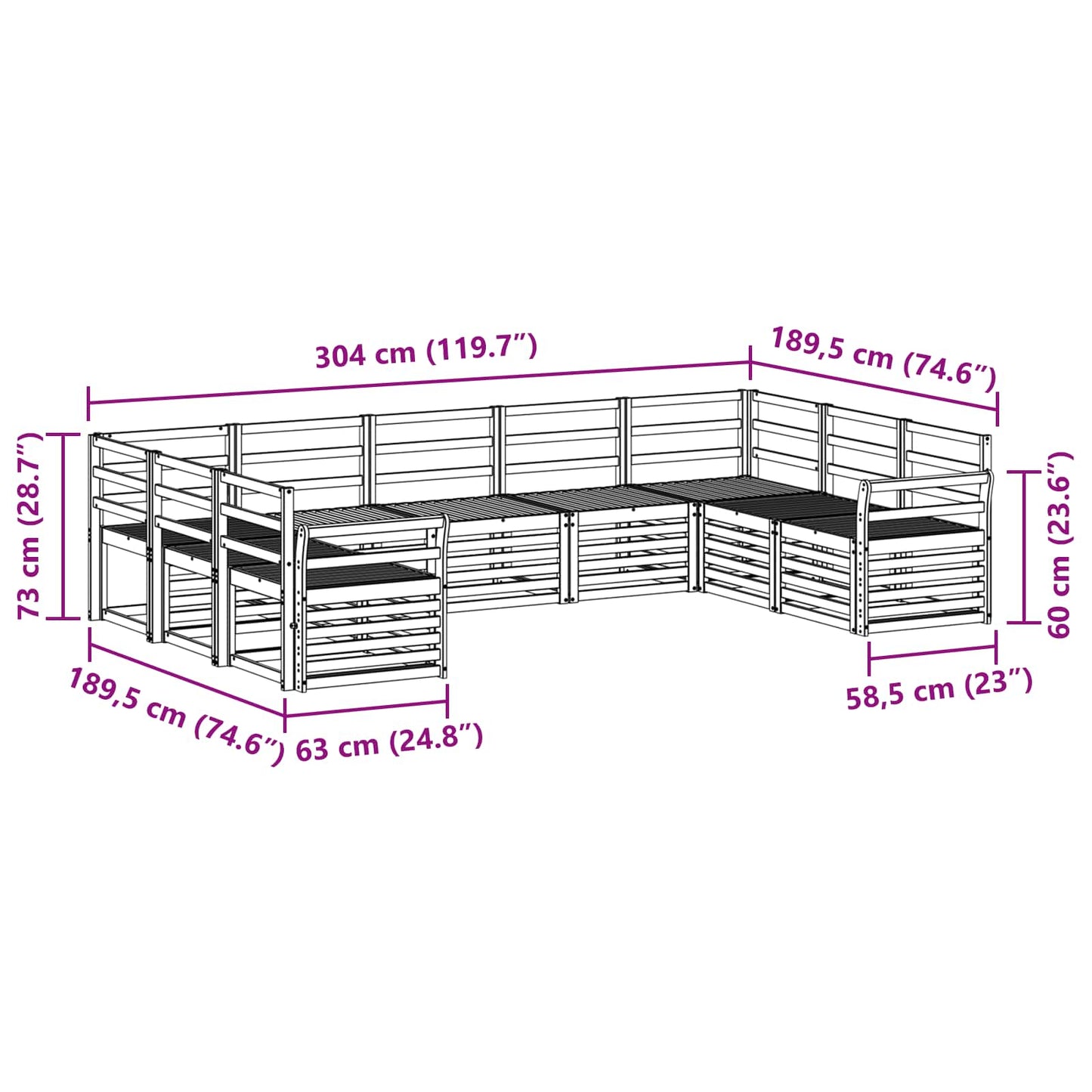 vidaXL Sofa Sets Solid Acacia Wood