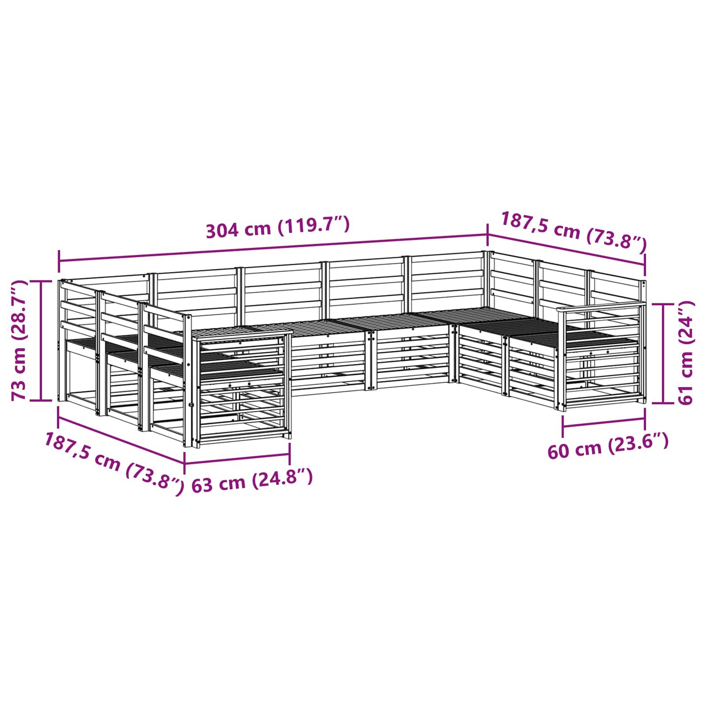 vidaXL Sofa Sets Solid Acacia Wood