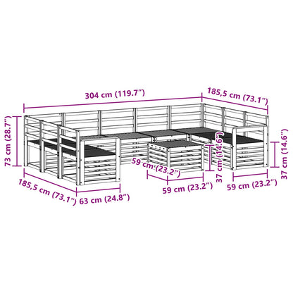 vidaXL Outdoor Sofa Set 10 pcs White 59 x 59 x 37 cm Solid Acacia Wood