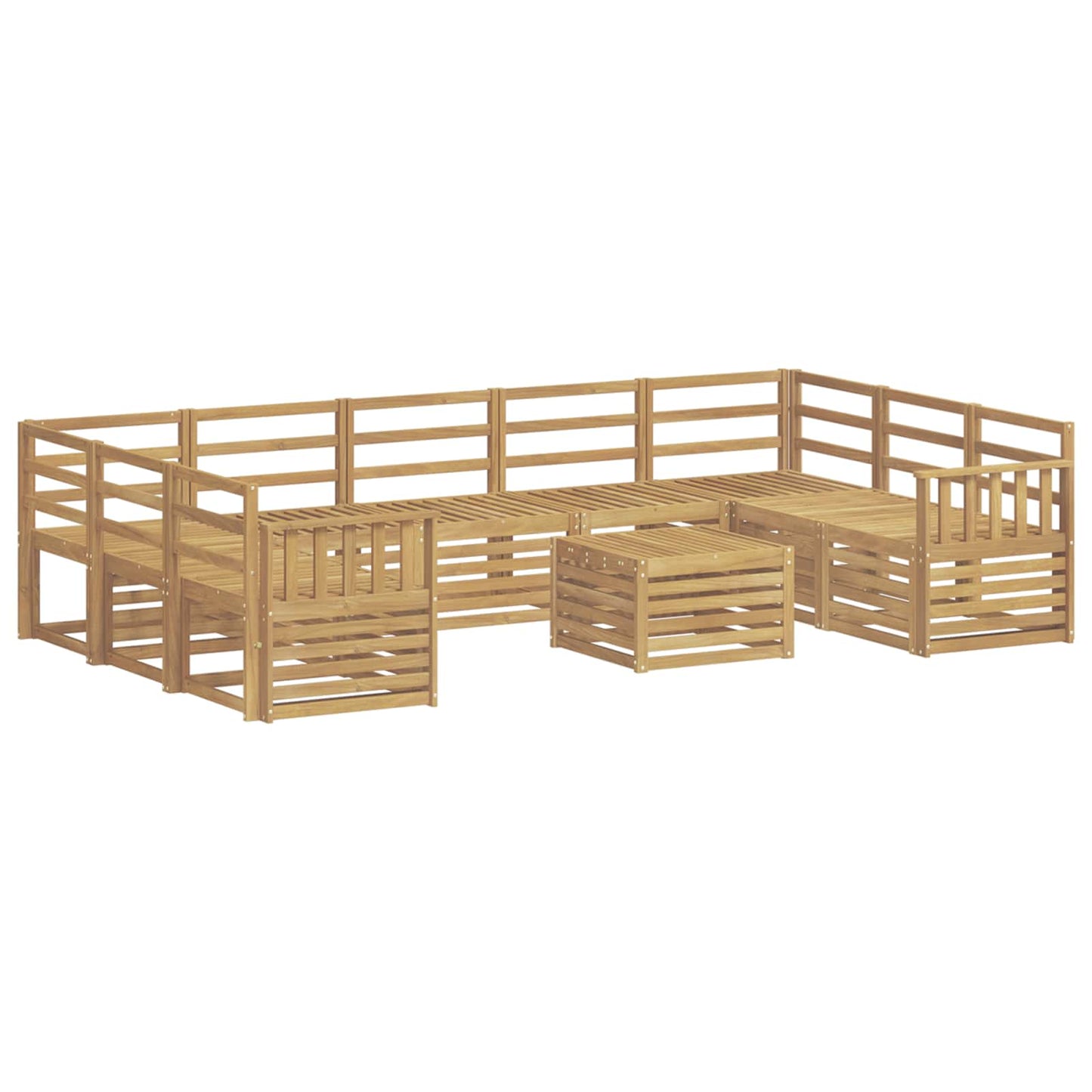 vidaXL Outdoor Sofa Set 10 pcs White 59 x 59 x 37 cm Solid Acacia Wood
