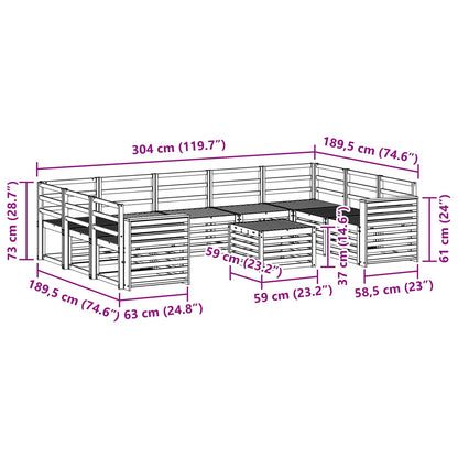 vidaXL Outdoor Sofa Set 10 pcs White 59 x 59 x 37 cm Solid Acacia Wood