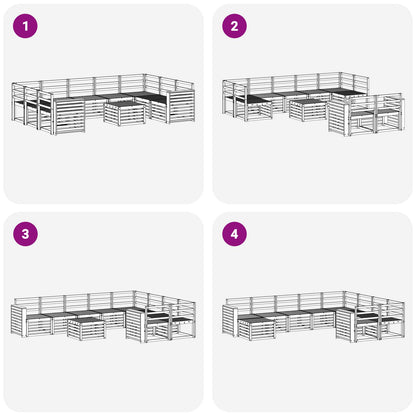 vidaXL Outdoor Sofa Set 10 pcs White 59 x 59 x 37 cm Solid Acacia Wood