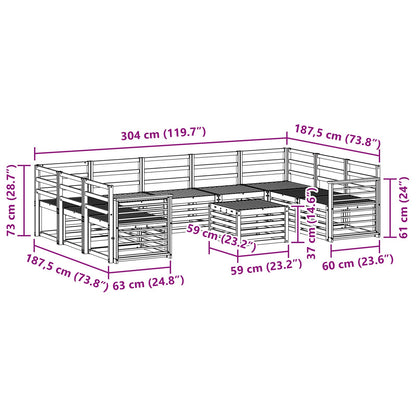 vidaXL Outdoor Sofa Set 10 pcs White 59 x 59 x 37 cm Solid Acacia Wood