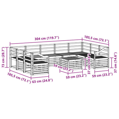 vidaXL Outdoor Sofa Set 10 pcs White 59 x 59 x 37 cm Solid Acacia Wood