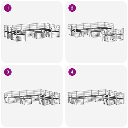 vidaXL Outdoor Sofa Set 10 pcs White 59 x 59 x 37 cm Solid Acacia Wood