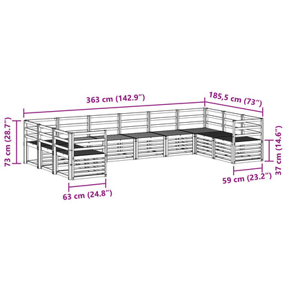 vidaXL Outdoor Sofa Set 10 pcs White 363 x 185.5 x 73 cm