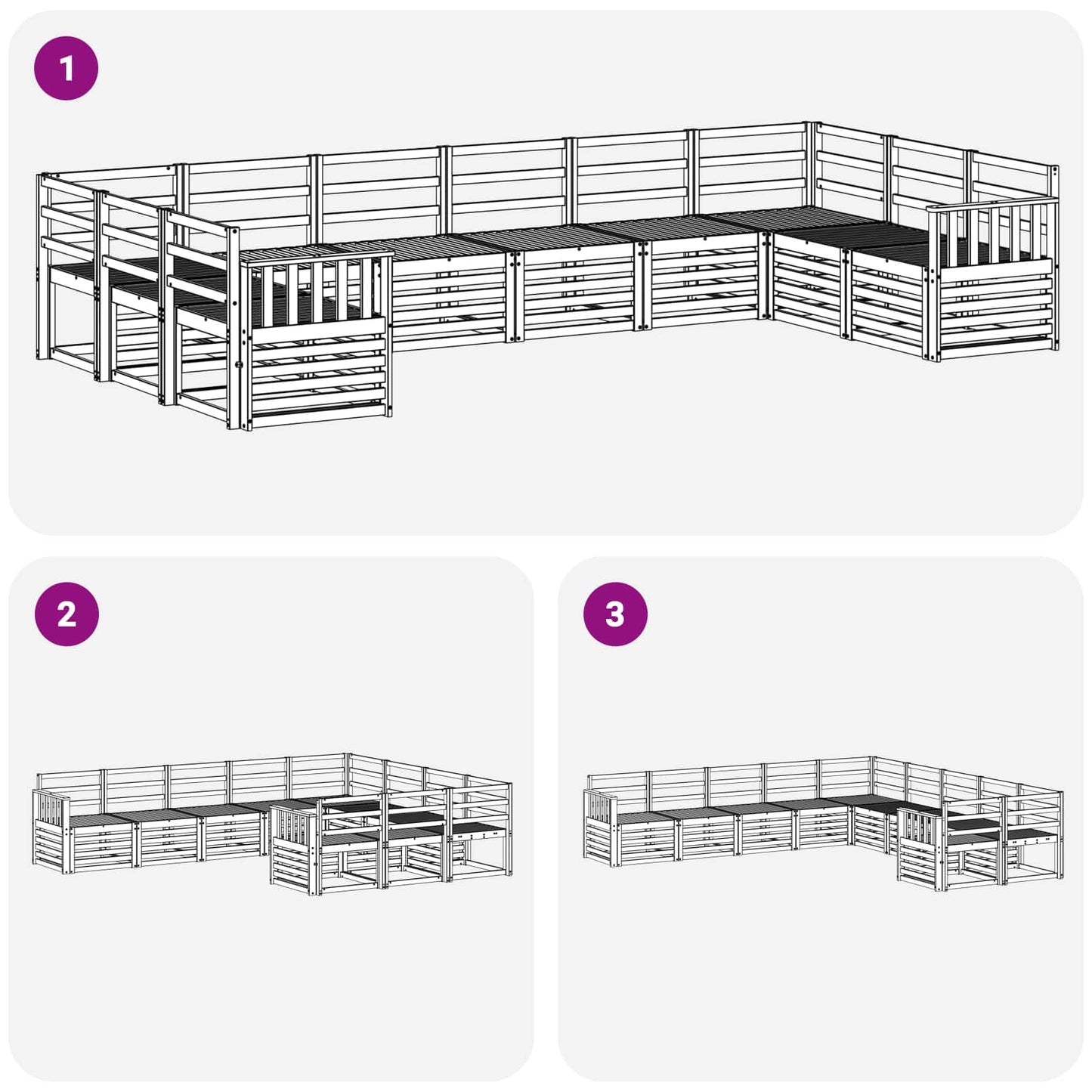 vidaXL Outdoor Sofa Set 10 pcs White 363 x 187.5 x 73 cm