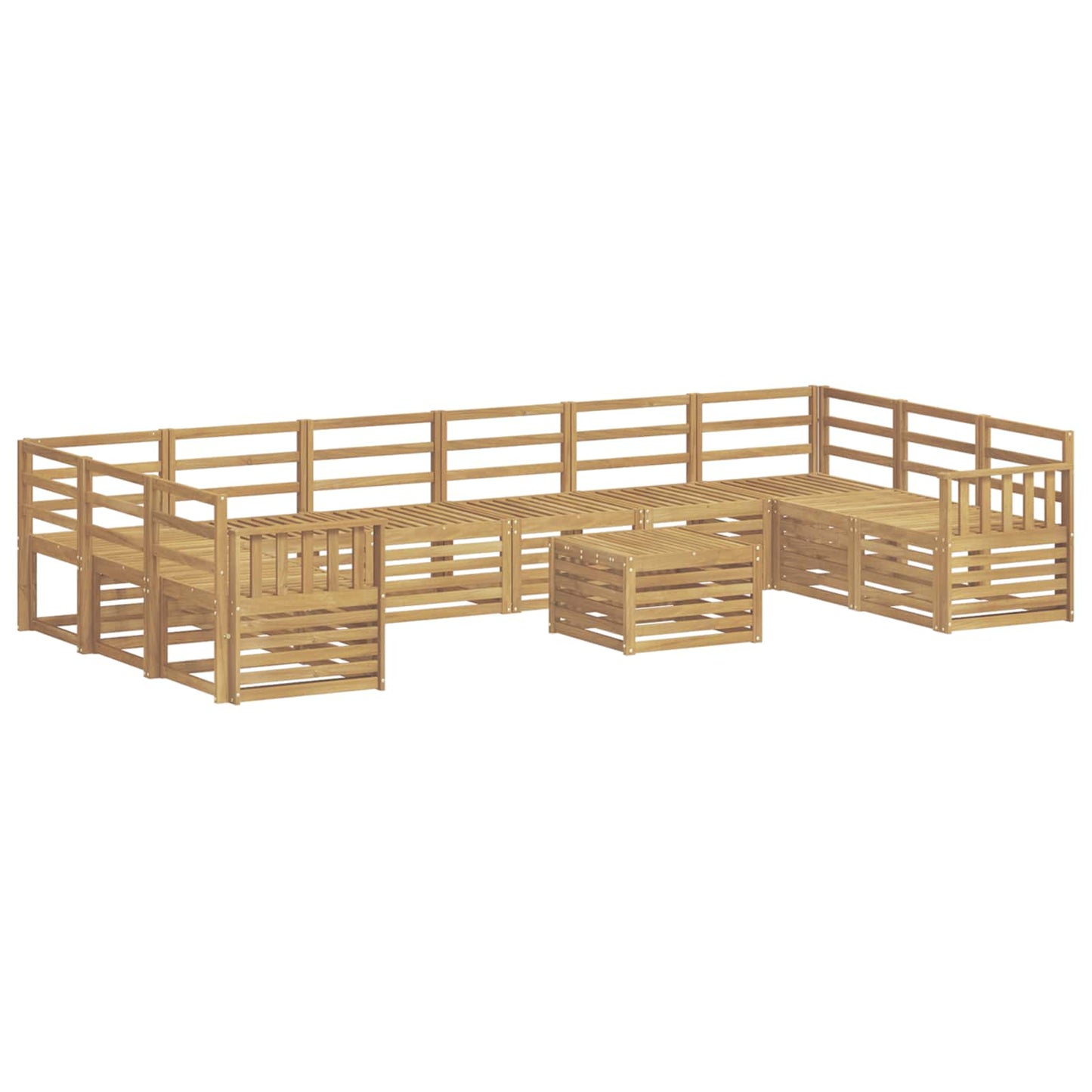 vidaXL Outdoor Sofa Set 11 pcs White 59 x 59 x 37 cm Solid Acacia Wood