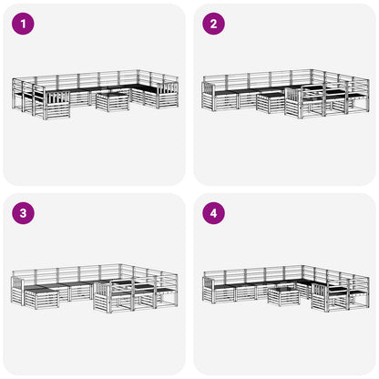 vidaXL Outdoor Sofa Set 11 pcs White 59 x 59 x 37 cm Solid Acacia Wood