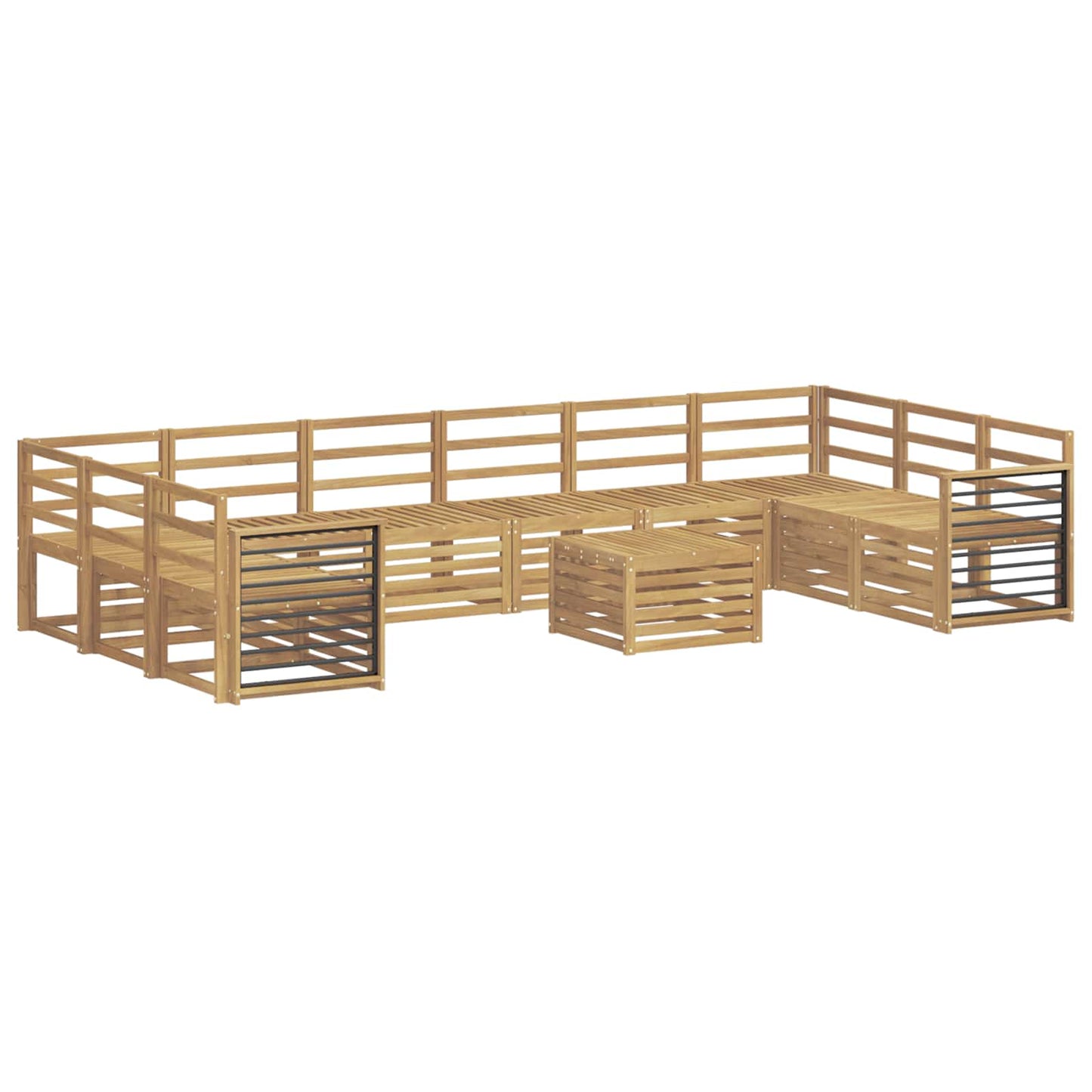 vidaXL Outdoor Sofa Set 11 pcs White 59 x 59 x 37 cm Solid Acacia Wood