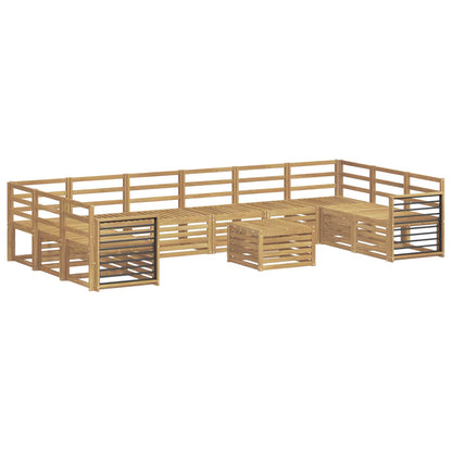 vidaXL Outdoor Sofa Set 11 pcs White 59 x 59 x 37 cm Solid Acacia Wood