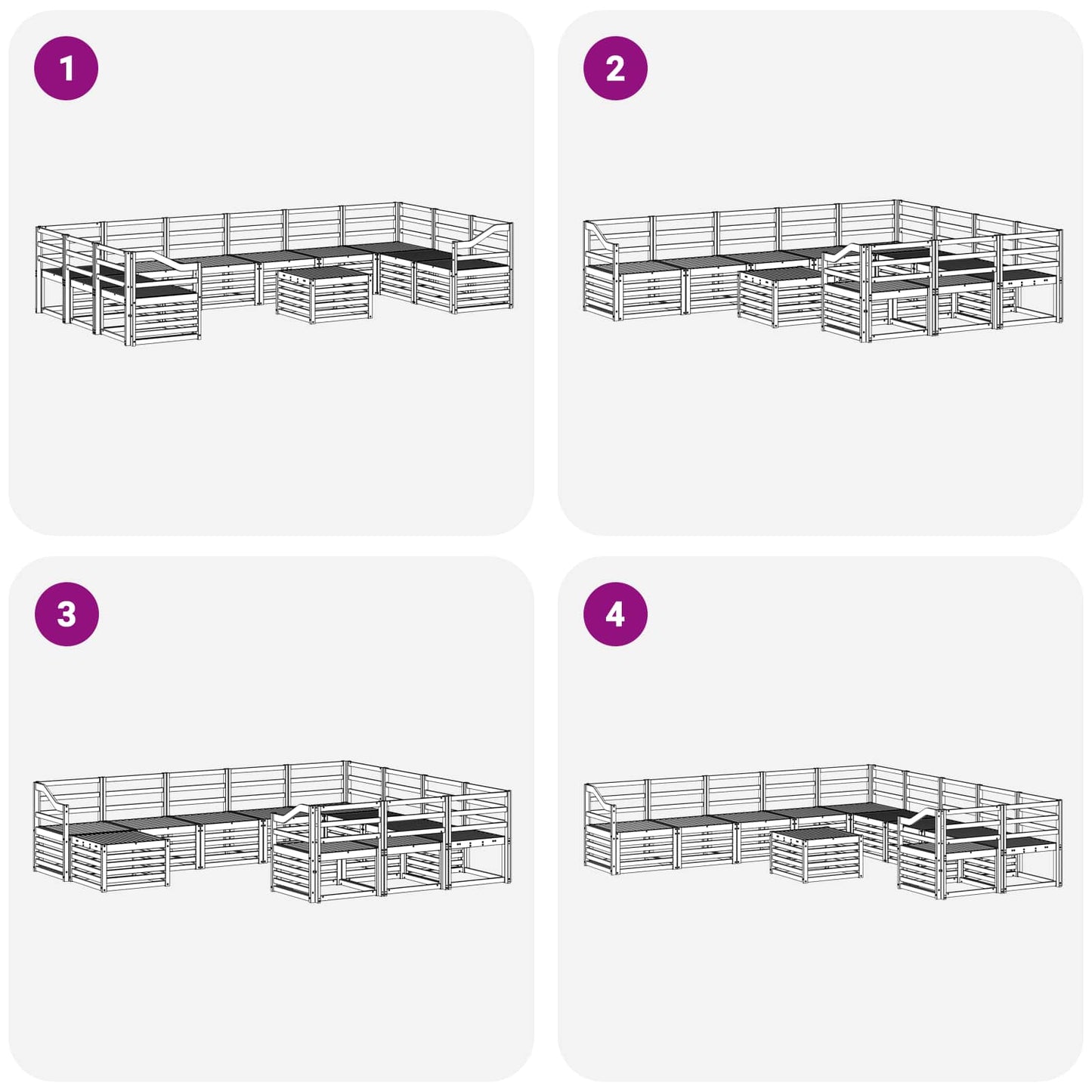 vidaXL Outdoor Sofa Set 11 pcs White 59 x 59 x 37 cm Solid Acacia Wood