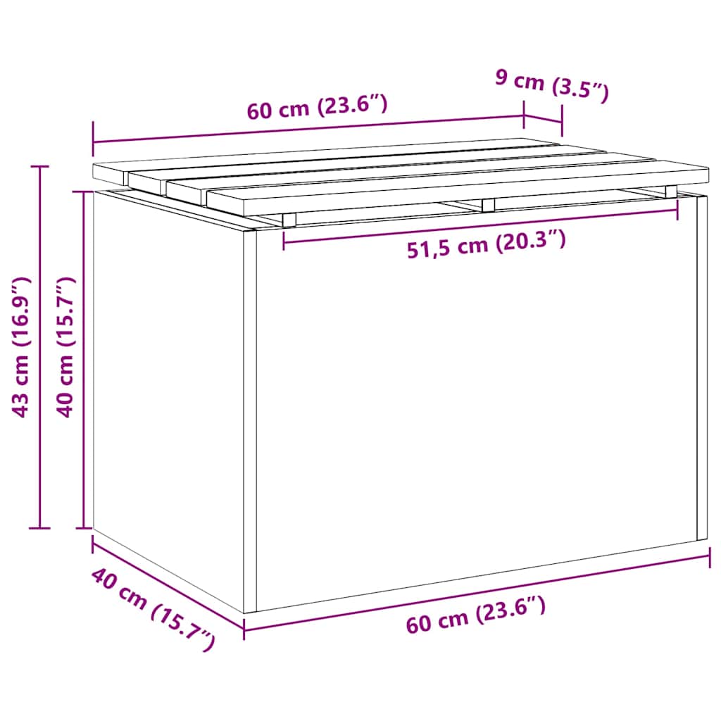 vidaXL Garden Bench Black 60 x 40 x 43 cm Solid Douglas Wood and Steel
