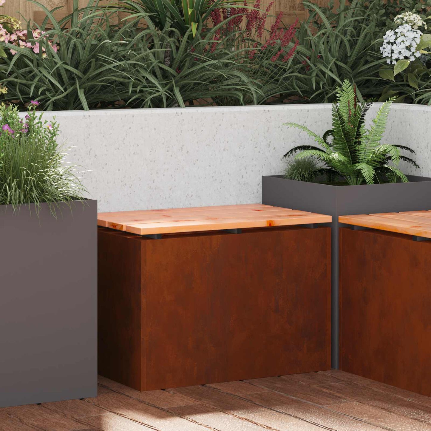 vidaXL Garden Bench Rusty 60 x 40 x 43 cm Weathering steel