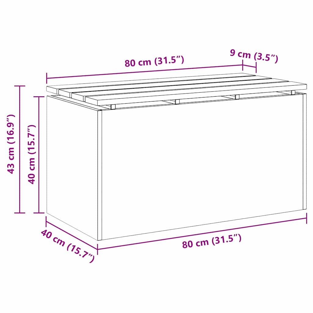vidaXL Garden Bench Silver 80 x 40 x43 cm Stainless steel