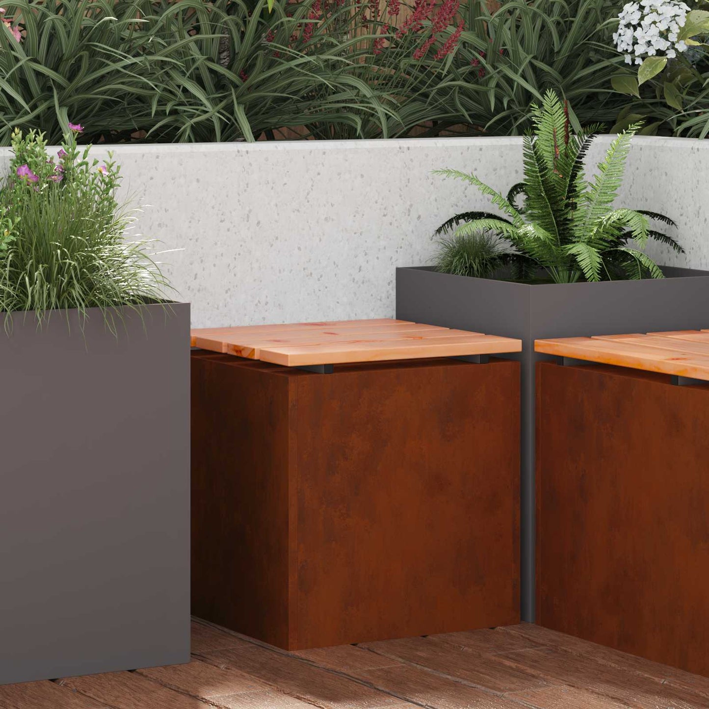 vidaXL Garden Bench Rusty 40 x 40 x 43 cm Weathering steel