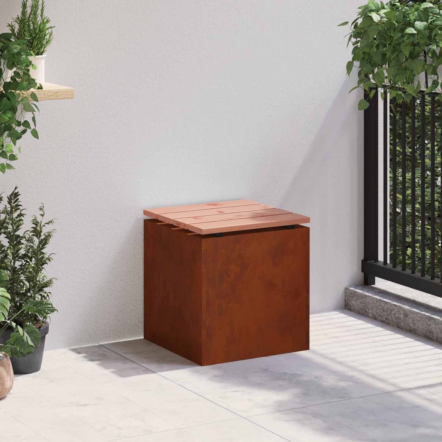 vidaXL Garden Bench Rusty 40 x 40 x 43 cm Weathering steel