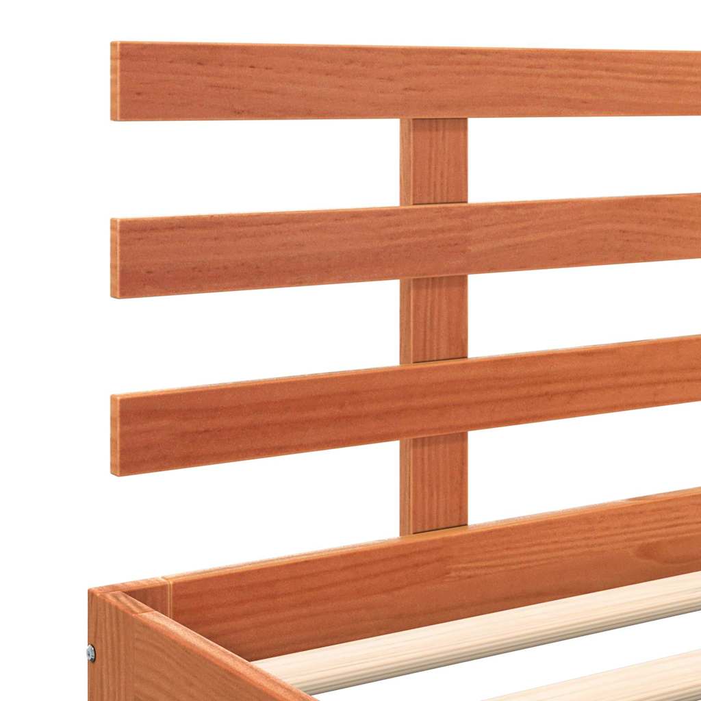 vidaXL Bed Frame Wax Brown 203.5 x 205.5 x 69.5 cm Solid Wood Pine