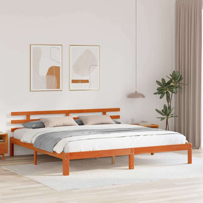 vidaXL Bed Frame Wax Brown 203.5 x 205.5 x 69.5 cm Solid Wood Pine