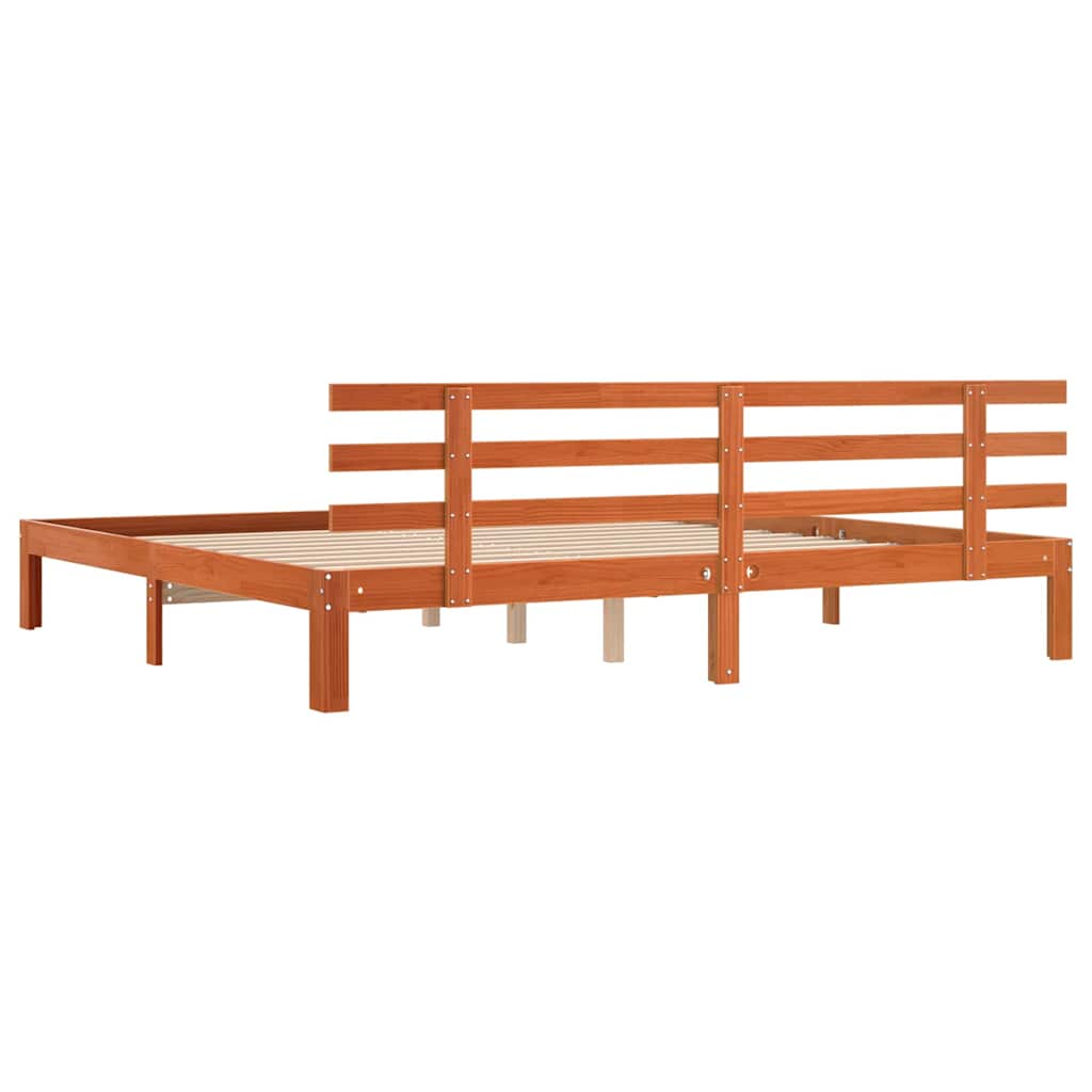 vidaXL Bed Frame Wax Brown 203.5 x 205.5 x 69.5 cm Solid Wood Pine
