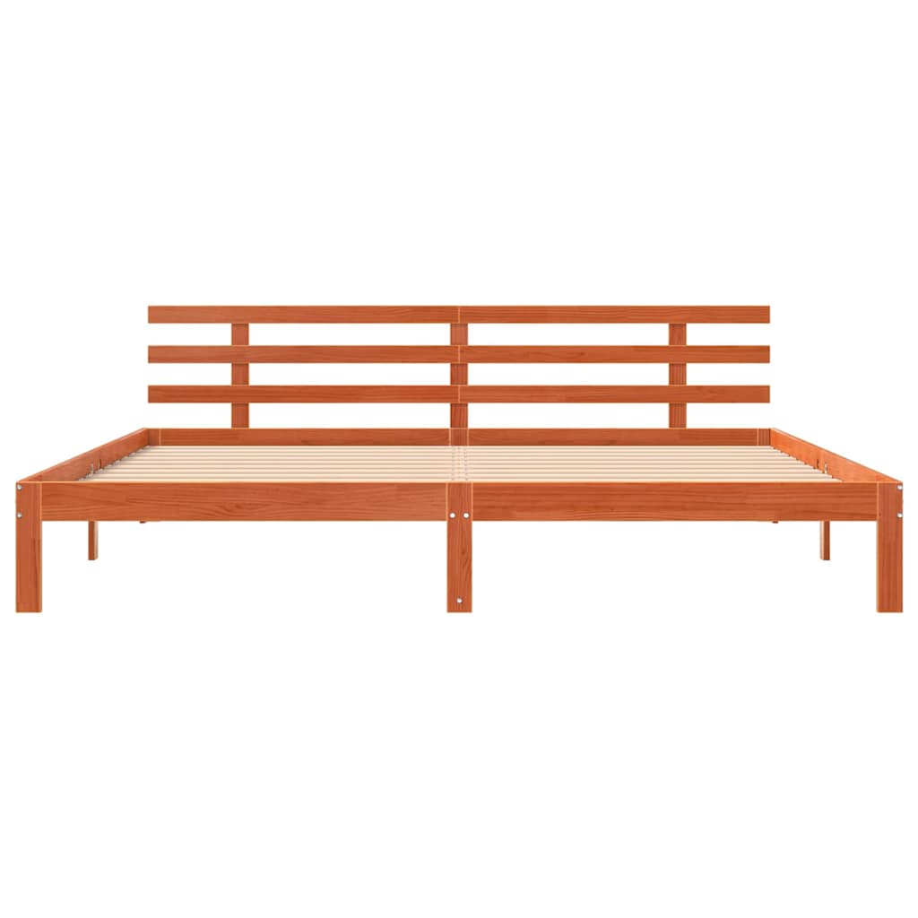 vidaXL Bed Frame Wax Brown 203.5 x 205.5 x 69.5 cm Solid Wood Pine