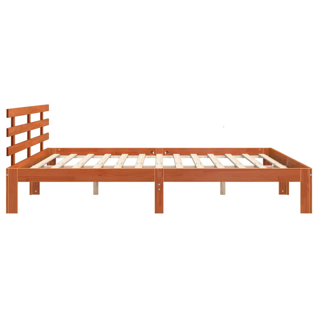 vidaXL Bed Frame Wax Brown 203.5 x 205.5 x 69.5 cm Solid Wood Pine