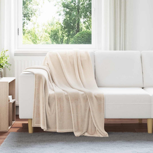 vidaXL Throw Blanket Beige 130 x 150 cm Fleece