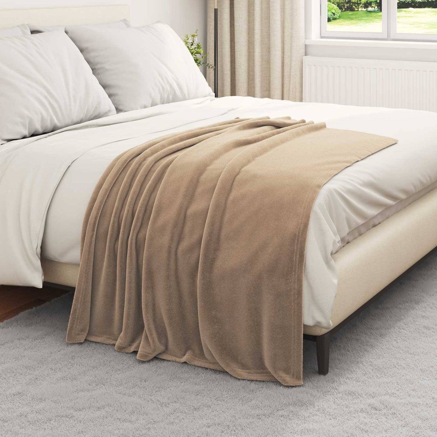 vidaXL Throw Blanket Camel 130 x 150 cm Fleece