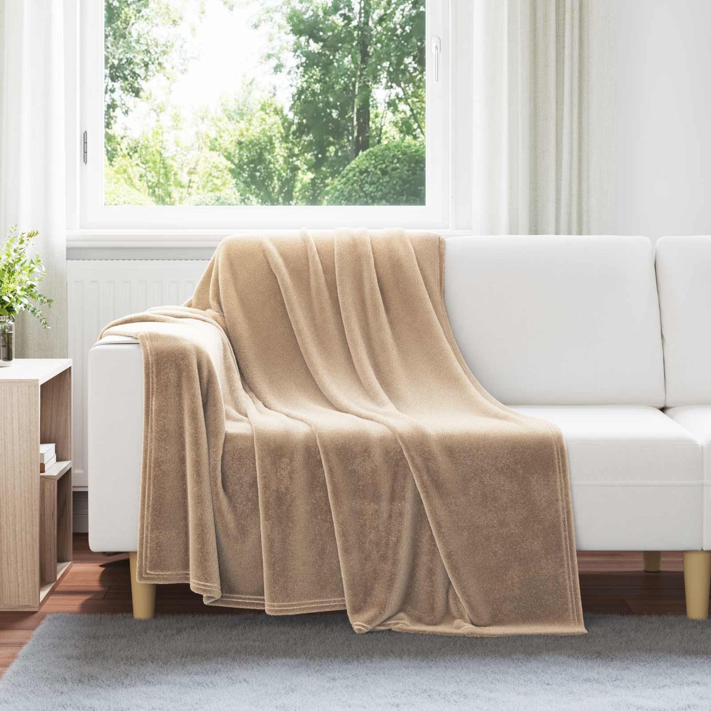 vidaXL Throw Blanket Camel 150 x 200 cm Fleece