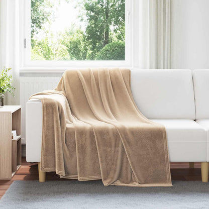 vidaXL Throw Blanket Camel 150 x 200 cm Fleece