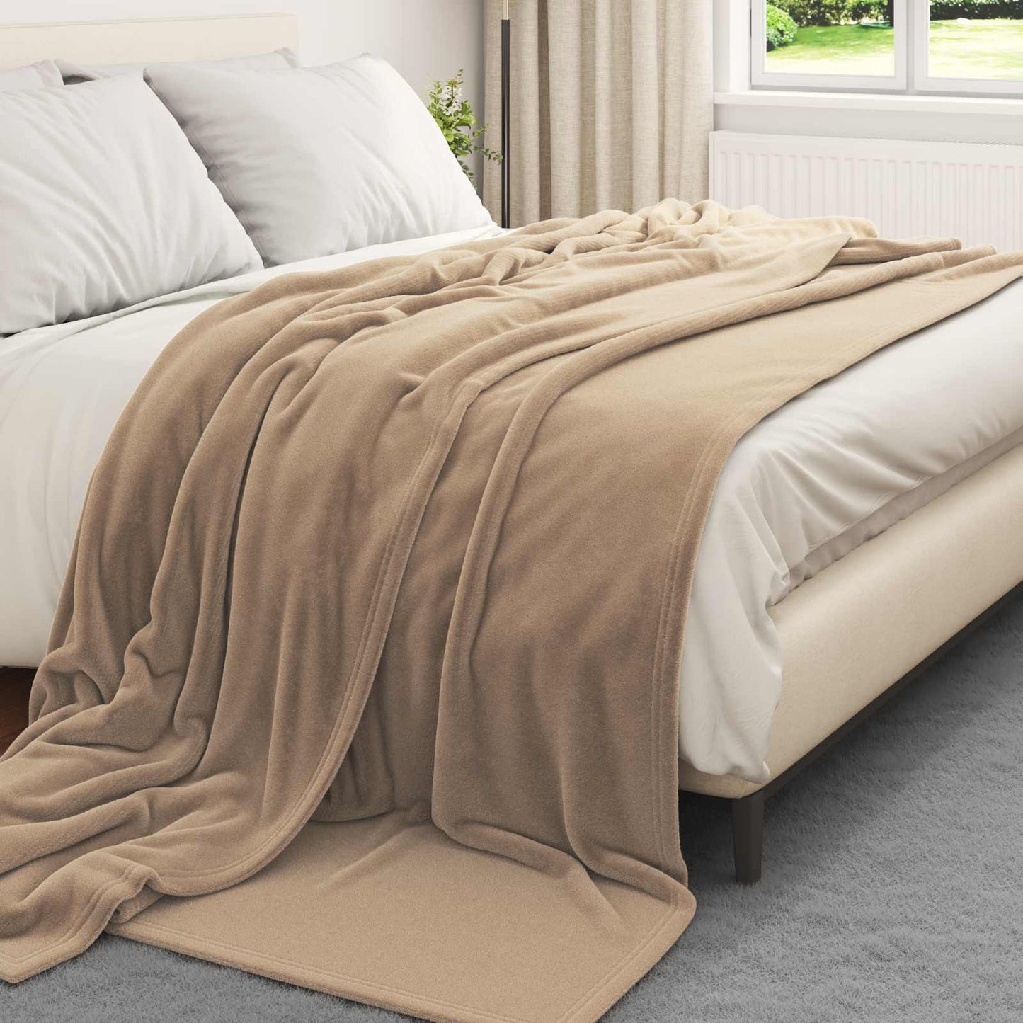 vidaXL Throw Blanket Camel 220 x 240 cm Fleece
