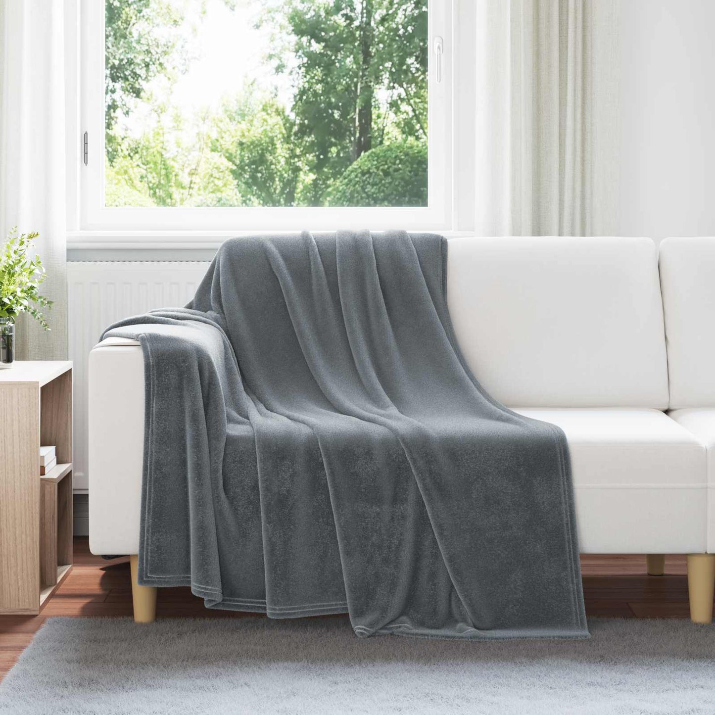 vidaXL Throw Blanket Dark Grey 150 x 200 cm Fleece
