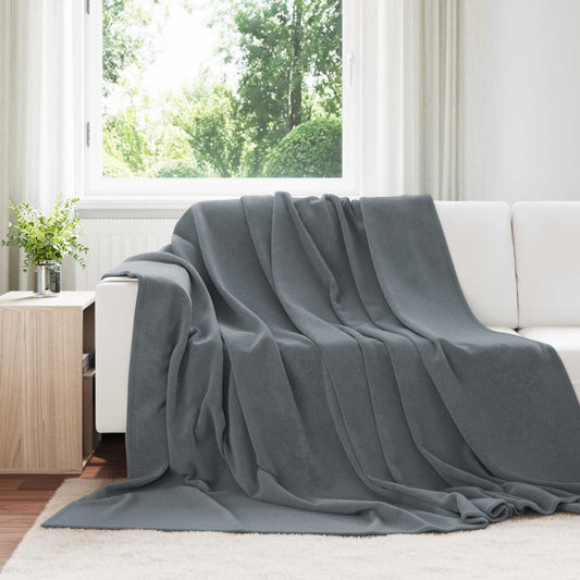 vidaXL Throw Blanket Dark Grey 240 x 270 cm Fleece