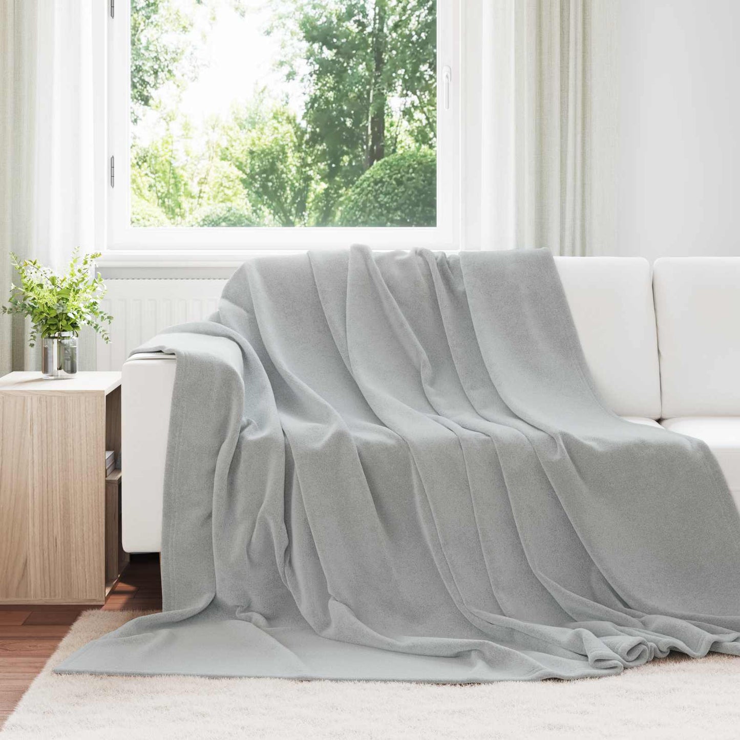 vidaXL Throw Blanket Grey 220 x 240 cm Fleece