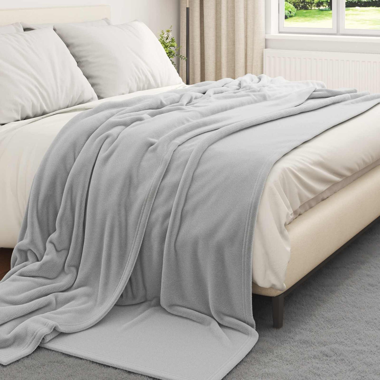 vidaXL Throw Blanket Grey 220 x 240 cm Fleece
