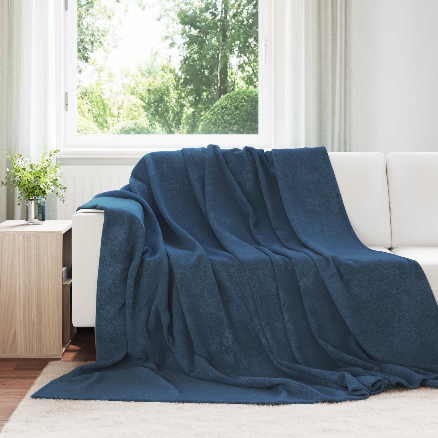 vidaXL Throw Blanket Navy Blue 220 x 240 cm Fleece