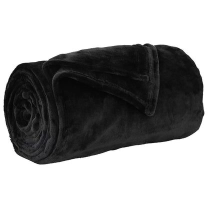 vidaXL Throw Blanket Black 150 x 200 cm Fleece