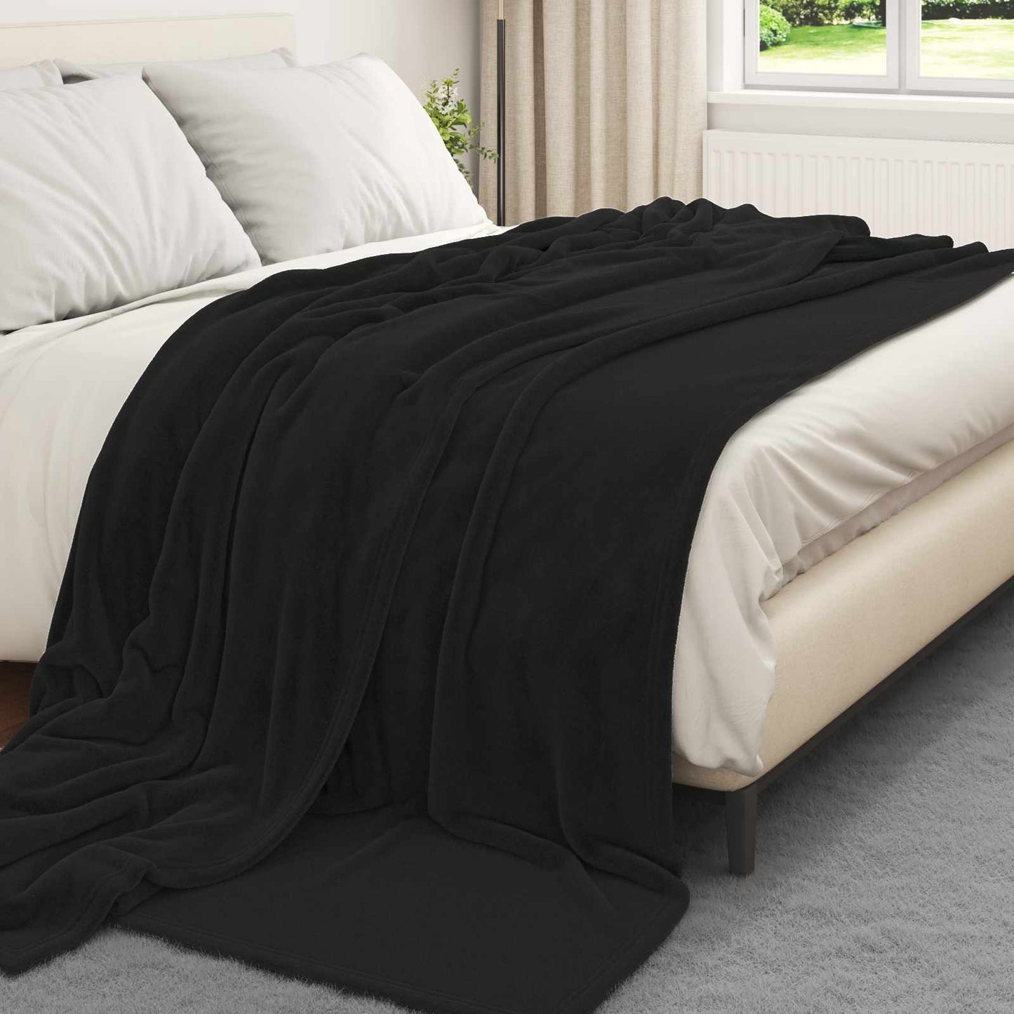 vidaXL Throw Blanket Black 220 x 240 cm Fleece