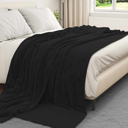 vidaXL Throw Blanket Black 220 x 240 cm Fleece