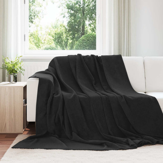 vidaXL Throw Blanket Black 240 x 270 cm Fleece