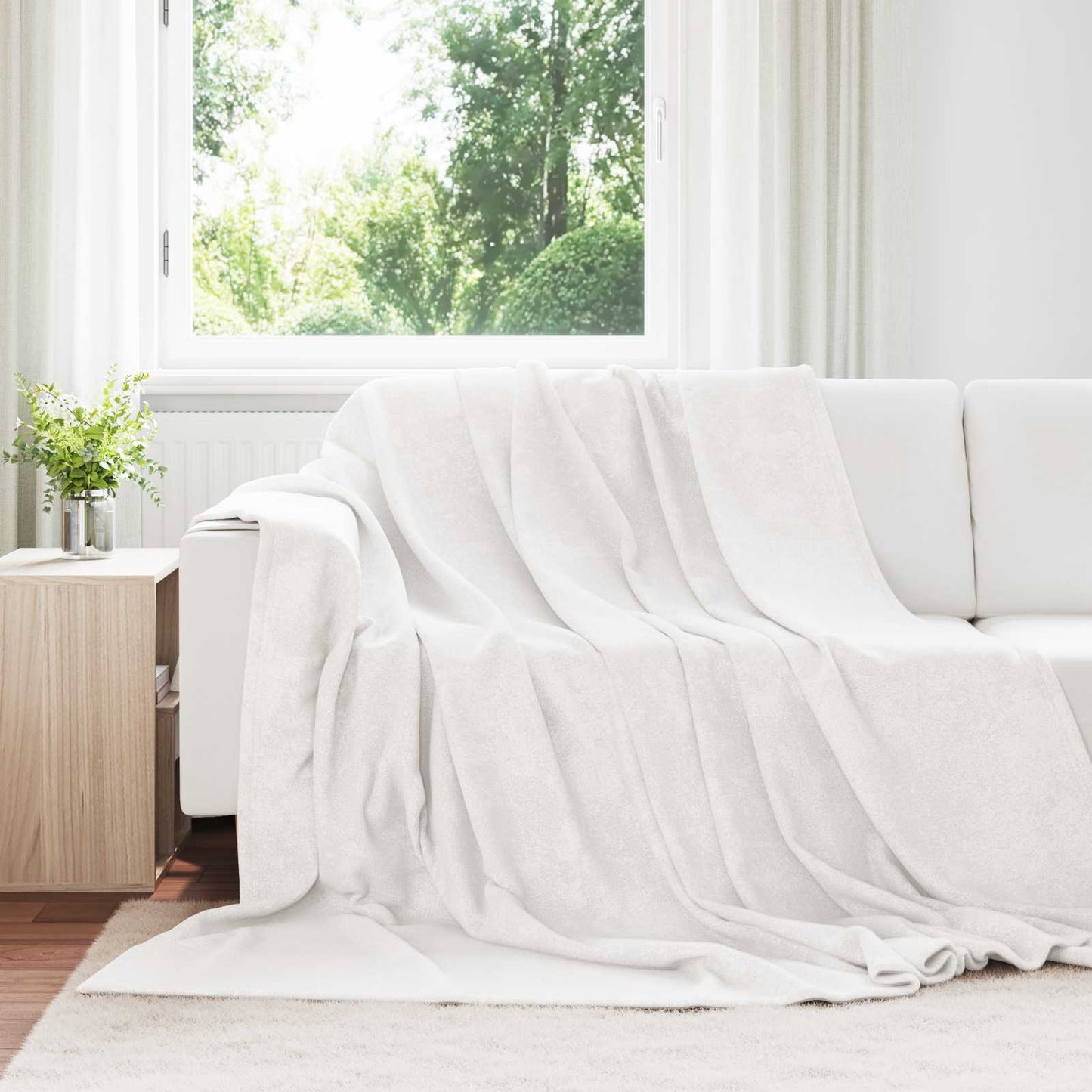 vidaXL Throw Blanket White 240 x 270 cm Fleece