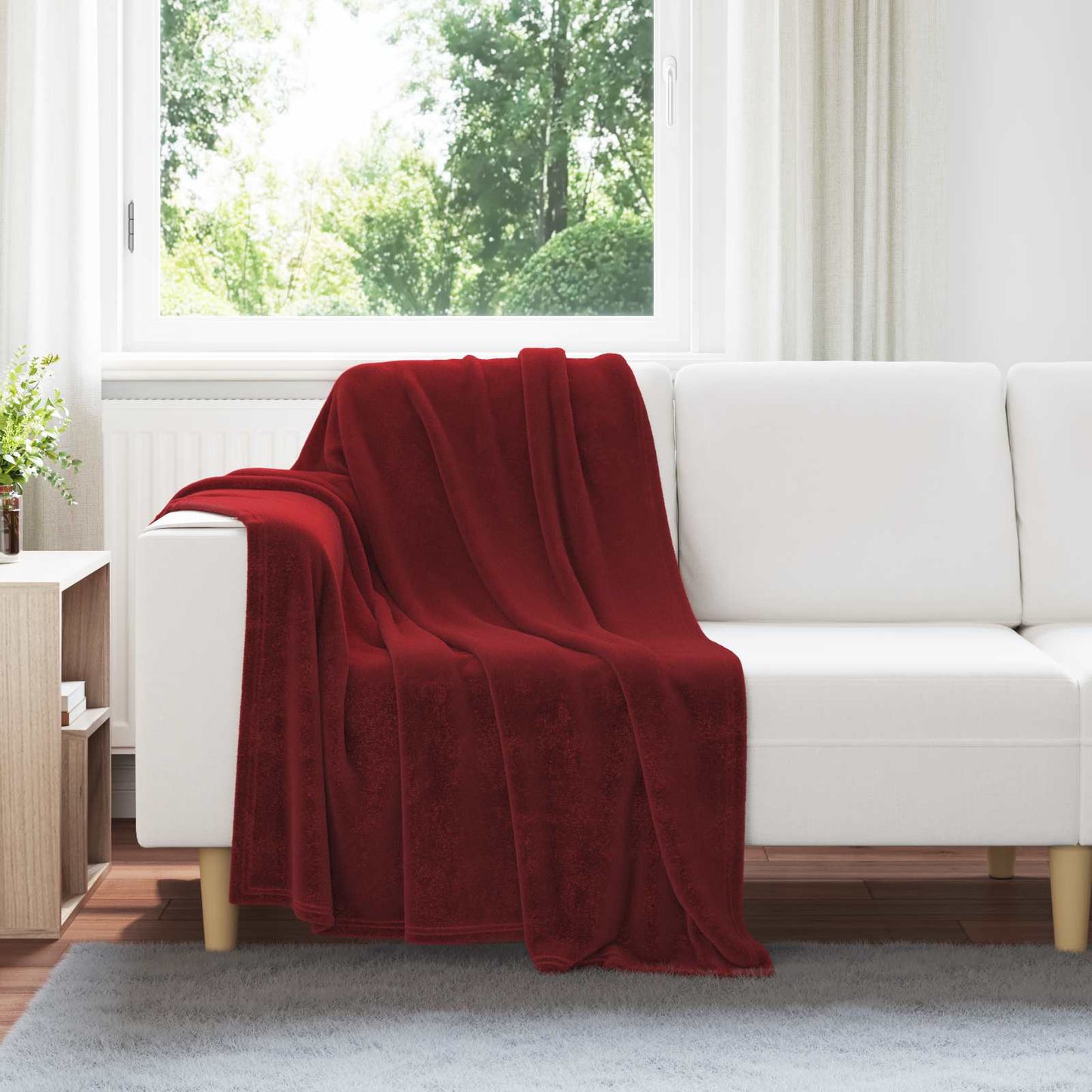 vidaXL Throw Blanket Bordeaux Red 130 x 150 cm Fleece