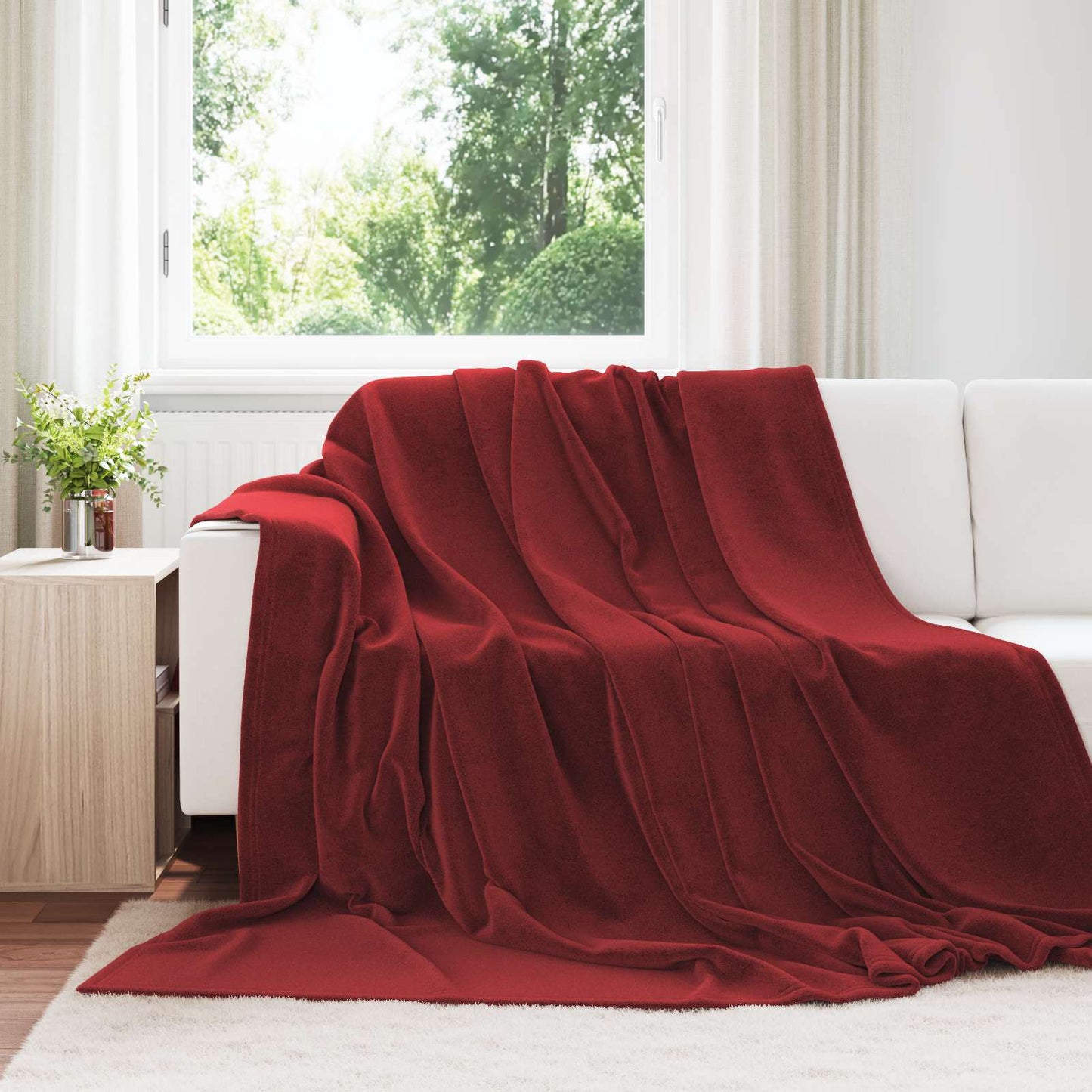 vidaXL Throw Blanket Bordeaux Red 220 x 240 cm Fleece