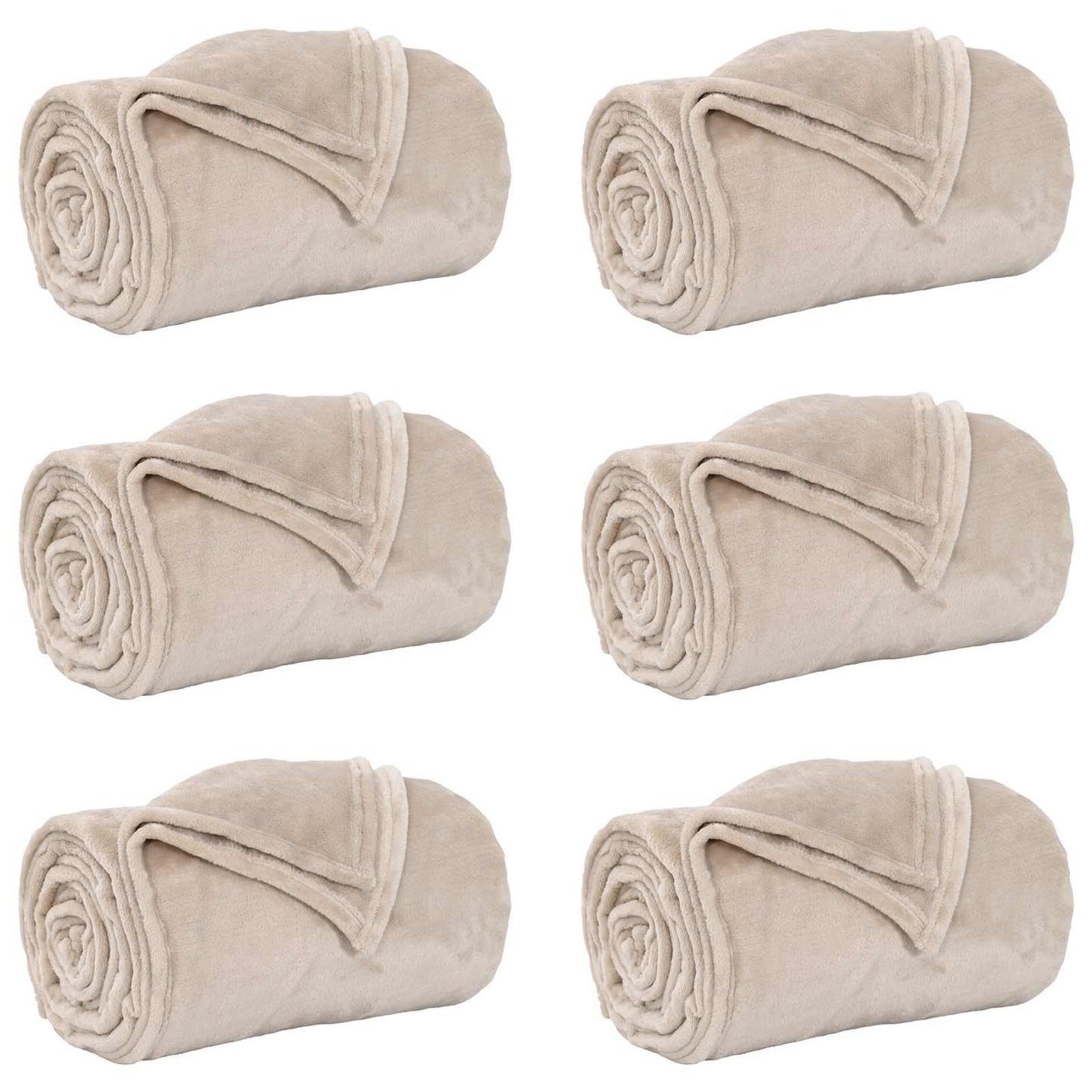 vidaXL Throw Blankets 6 pcs Beige 150 x 200 cm Fleece