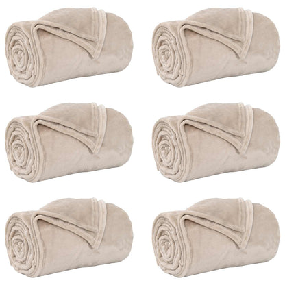 vidaXL Throw Blankets 6 pcs Beige 150 x 200 cm Fleece