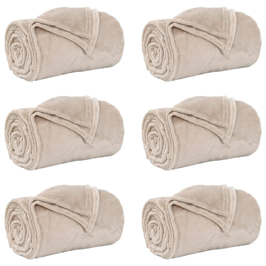 vidaXL Throw Blankets 6 pcs Beige 240 x 270 cm Fleece