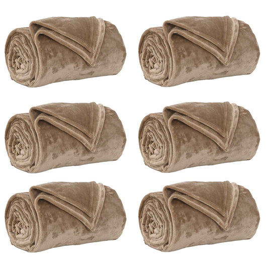 vidaXL Throw Blankets 6 pcs Camel 150 x 200 cm Fleece