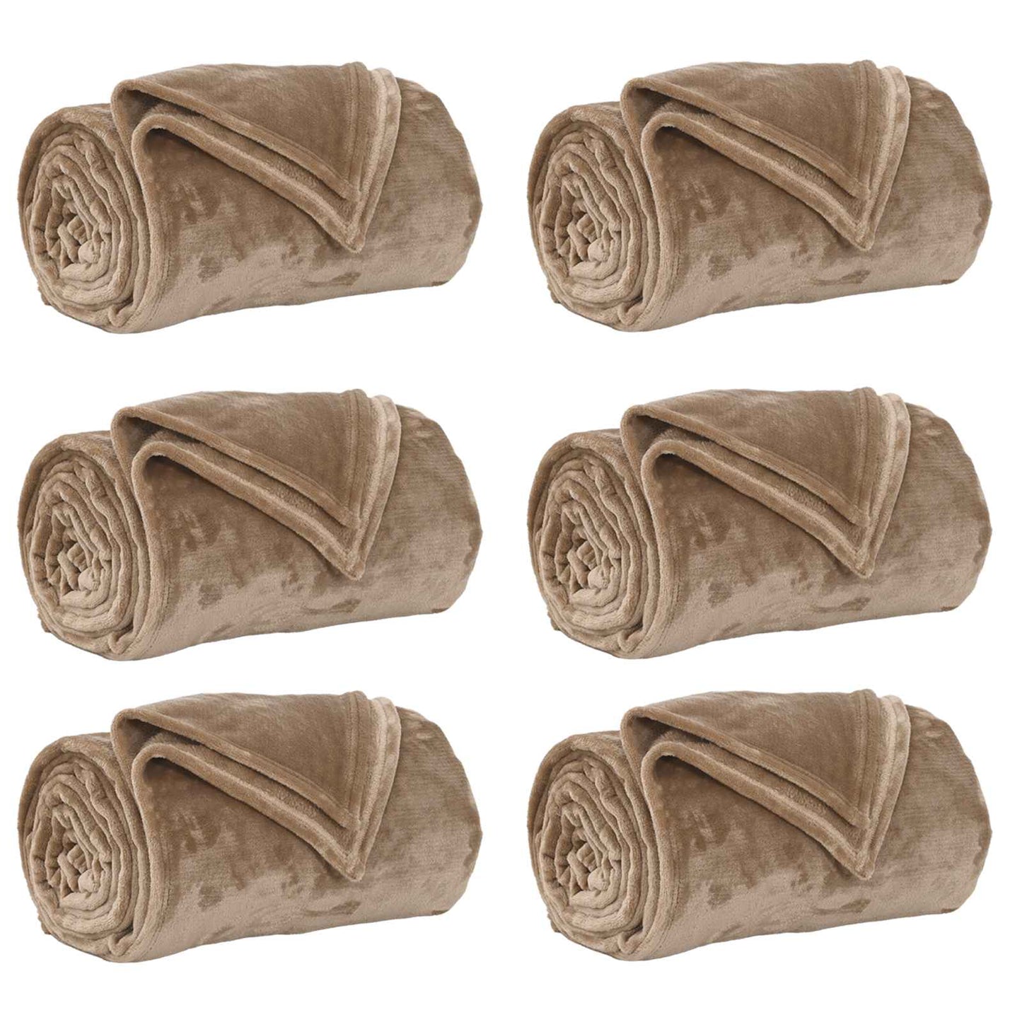 vidaXL Throw Blankets 6 pcs Camel 220 x 240 cm Fleece