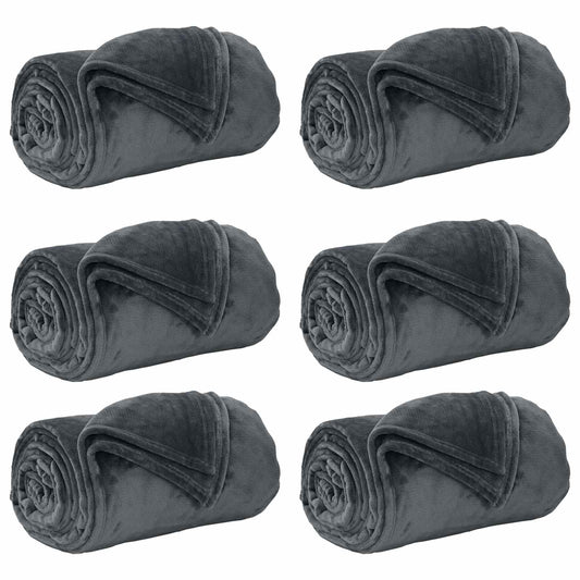 vidaXL Throw Blankets 6 pcs Dark Grey 150 x 200 cm Fleece